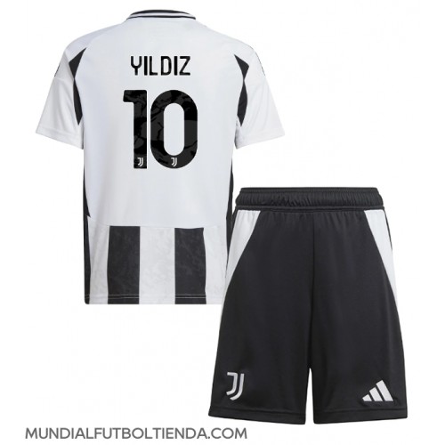 Camiseta Juventus Kenan Yildiz #10 Primera Equipación Replica 2024-25 para niños mangas cortas (+ Pantalones cortos)